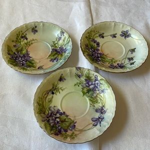 MZ Austria antique lot of 3 saucers hand painted violets